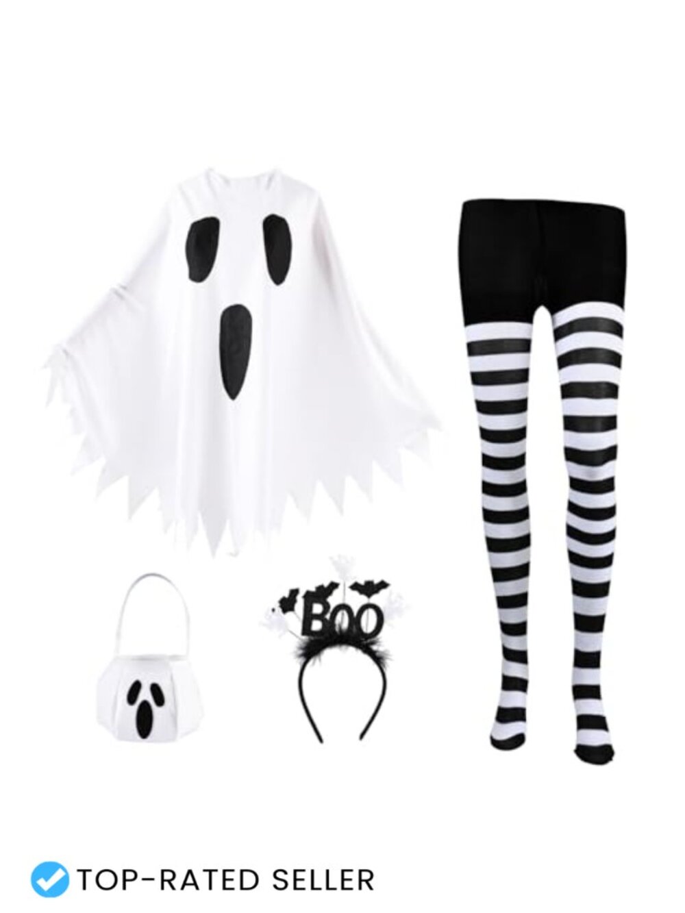 Ghost Poncho Costume Set Polyester Halloween Cosplay Party Accessory Kit